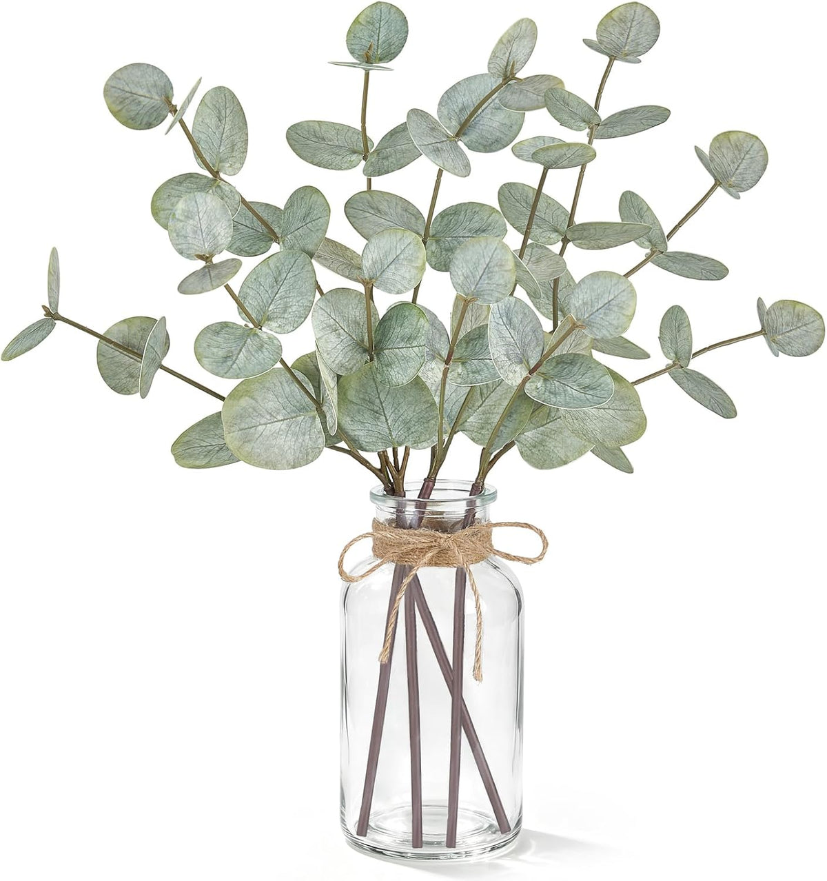 Mkono Fake Plants, Artificial Eucalyptus Stems in Glass Vase for Home Decor