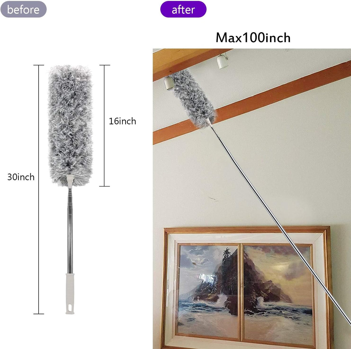 UIMO Microfiber Ceiling Fan Cleaner with 30–100" Telescopic Pole