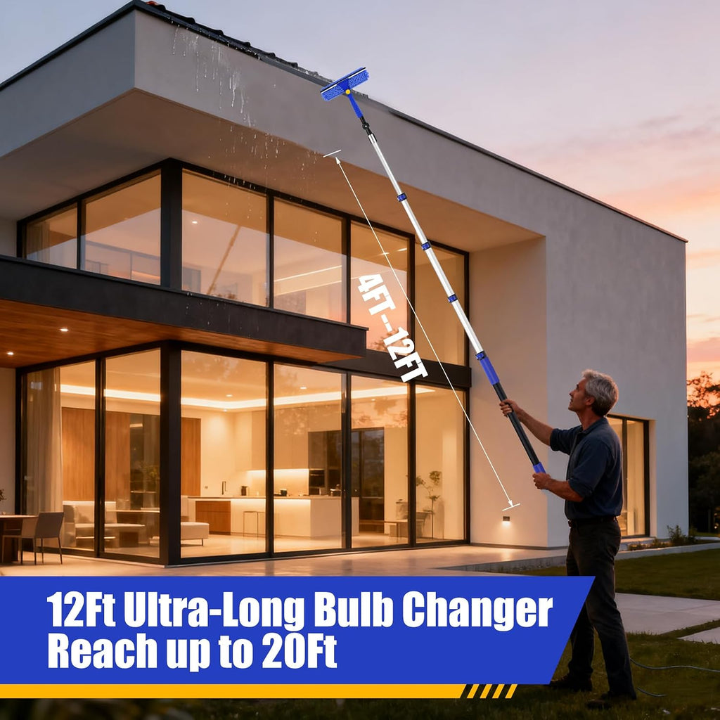 20FT Light Bulb Changer for High Ceilings Kit with Extension Pole Blue
