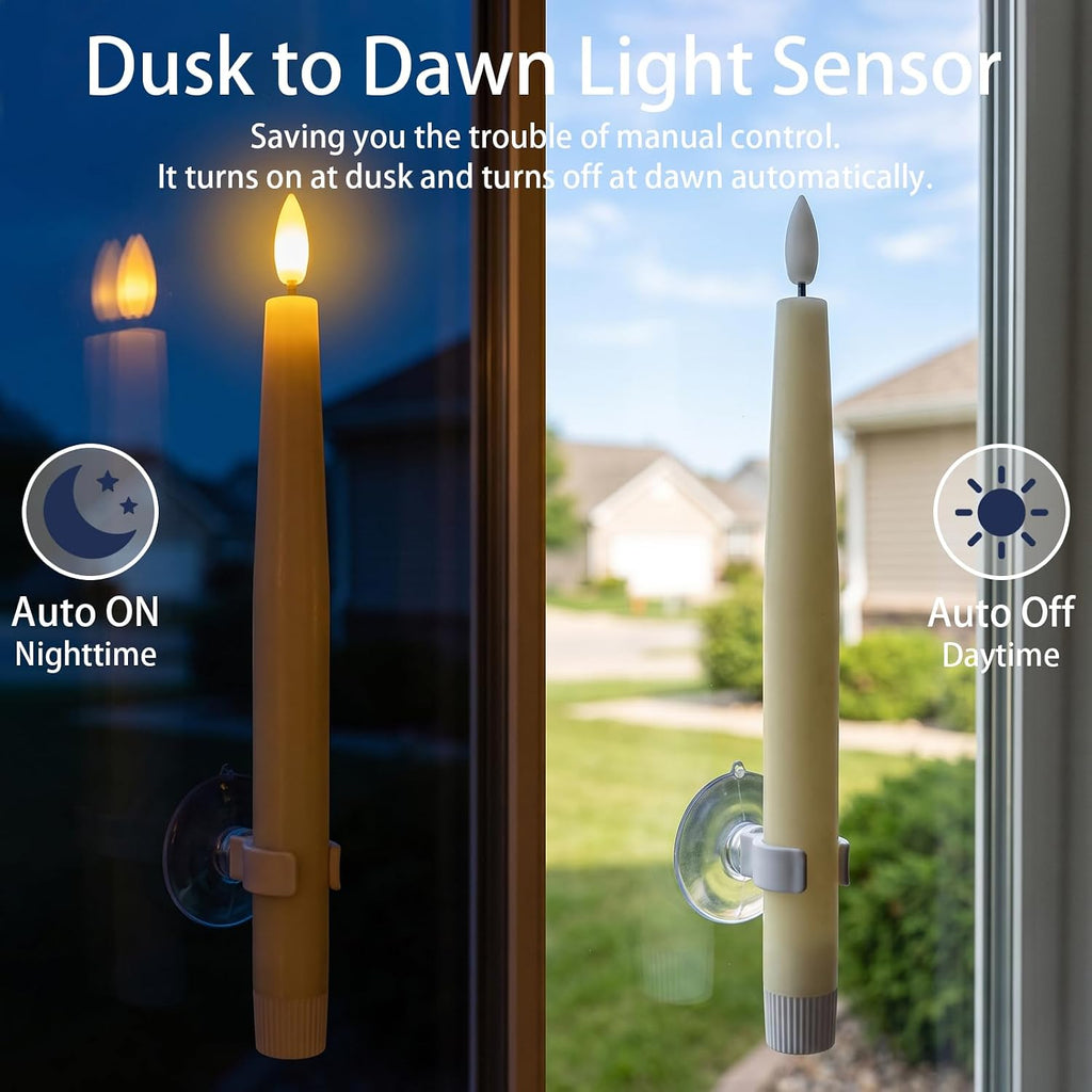 GenSwin Rechargeable Window Candles Sensor Dusk to Dawn with Charging Base