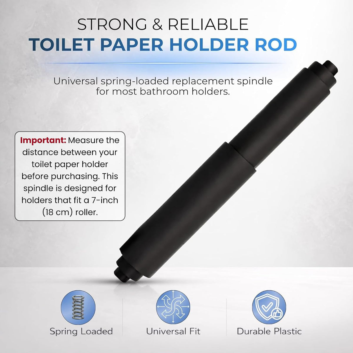 Toilet Paper Holder Spring Rod Replacement 7 Inch | Black
