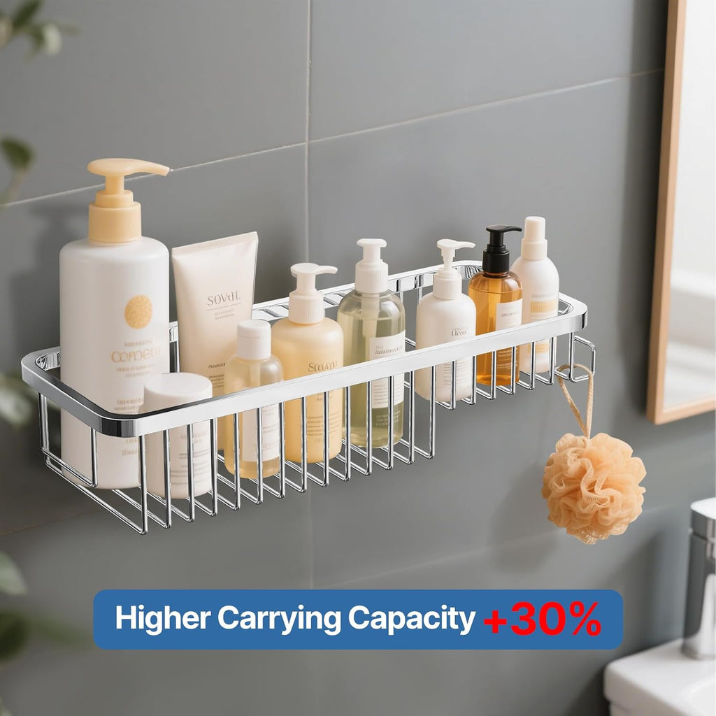 Wire Basket Wall Mount,Corner Shower Caddy 304 Stainless Steel,Bathroom Shower Organizer Soap Caddy,Polished Finish-Long Basket