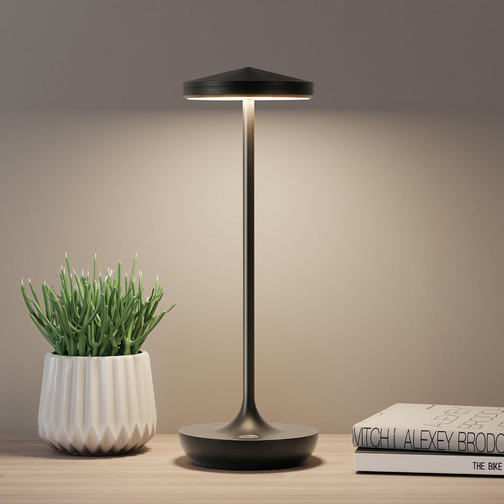 LED Rechargeable Portable Cordless Table Lamp (Black)