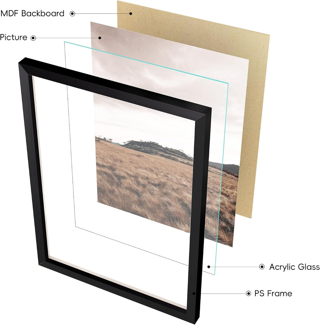 ArtbyHannah Gallery Wall Frame Set, 8 Pack Neutral Wall Decor, Black, Small