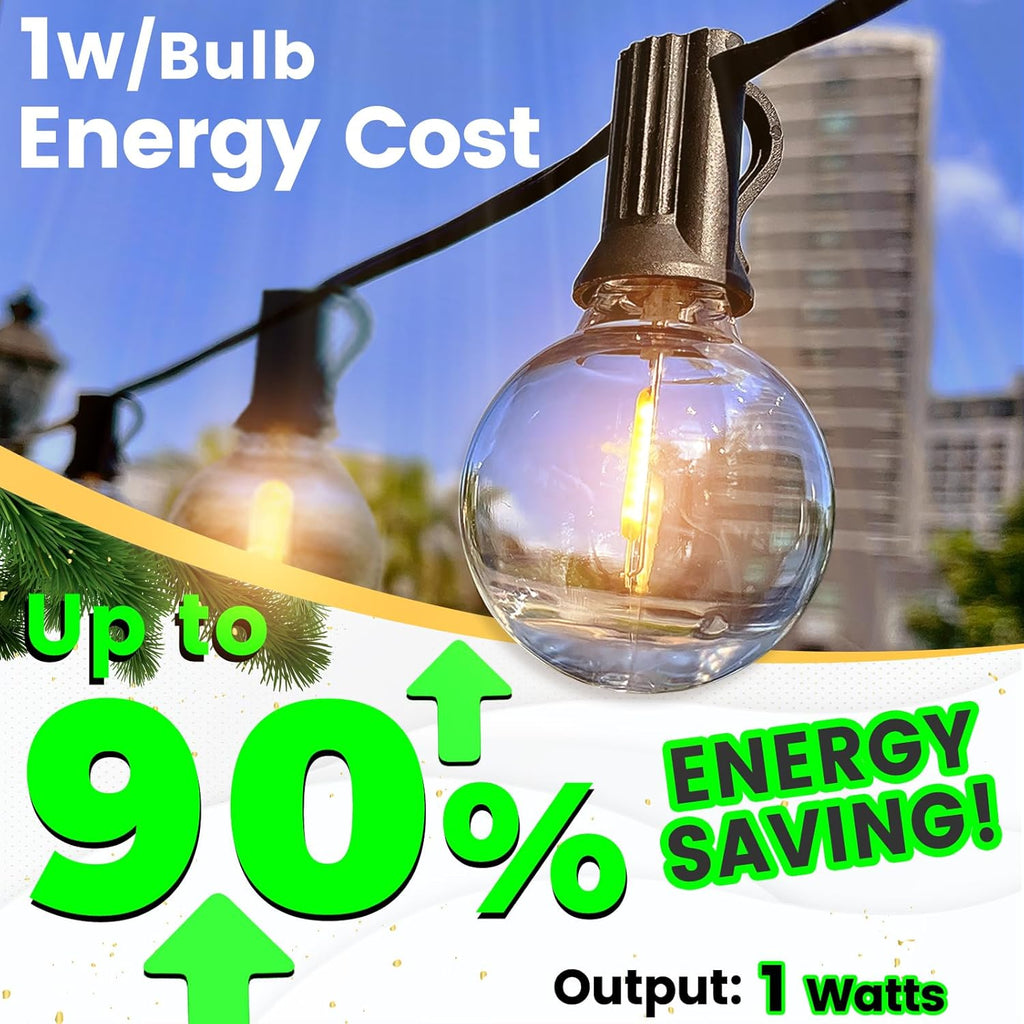 Outdoor String Lights 20FT LED Waterproof Patio Globe Lights