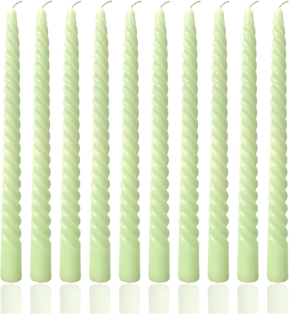 10 Inch light Green Taper Candle Set, 10 Pack Unscented Dripless Candlesticks for Family Dinner Parties Spring Home Decoration and Wedding