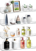 AMEITECH 4 Pack Floating Shelves for Wall, 15" Acrylic Shelves for Room Decor, Book Shelf for Kids, Clear Hanging Display Shelf Organizer for Kitchen, Bedroom, Bathroon Organizers and Storage