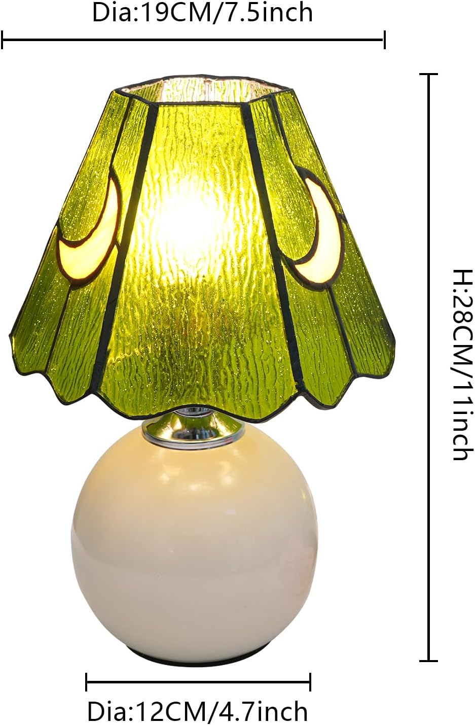 Tiffany Lamp Stained Glass Table Lamp Moon Mushroom Green Small Bedside lamp Living Room Dining Room Office Decoration Desk lamp Home Decoration Creative Gift Scene Prop