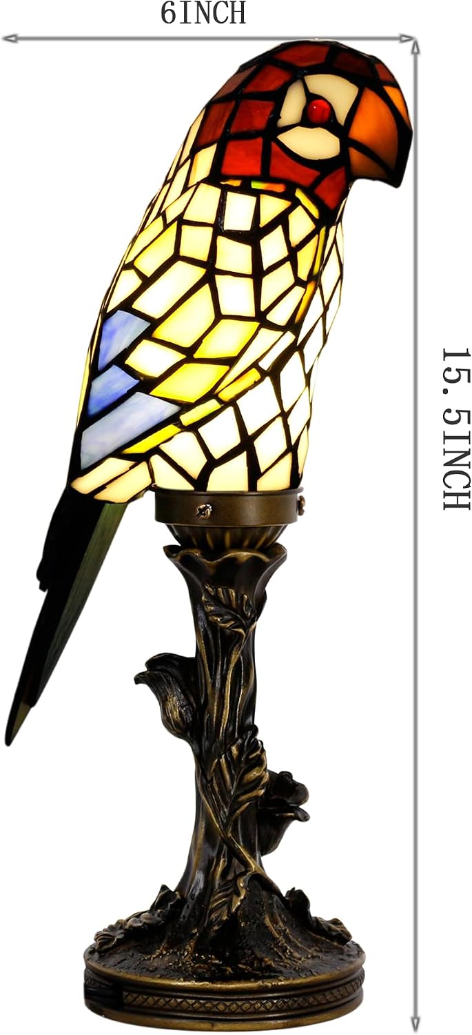 Small Tiffany Lamp Parrot Table Lamp Stained Glass Accent Lamp
