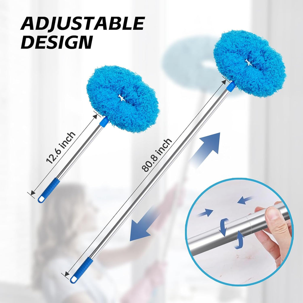 DRQ Ceiling Fan Cleaner Duster with 13-81 in Extension Pole, Blue, 2 Pack