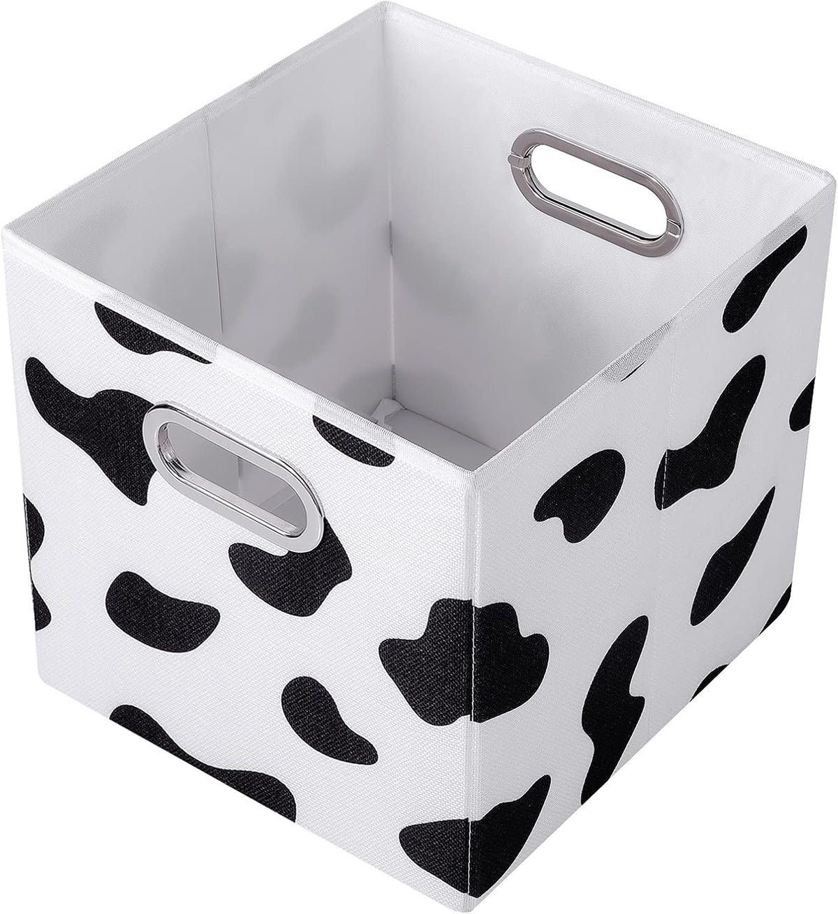 ANMINY Cow Print Cubes Fabric Storage Bins with Handles, 2 Pack 11"x11"x11"