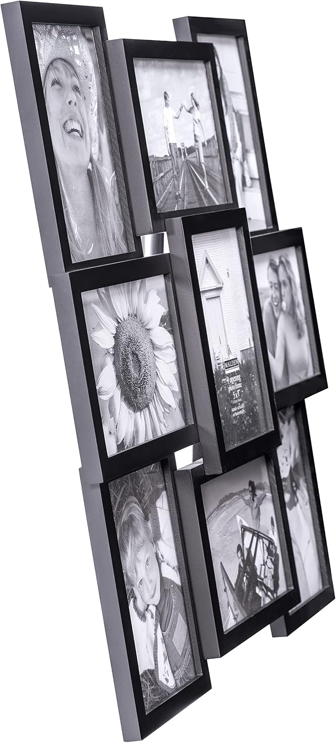 Malden Layered Collage Picture Frame, 9 Option, 9-5x7, Black