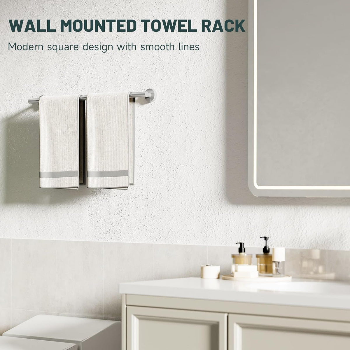 24 Inch Towel Rack for Bathroom, Brushed Nickel