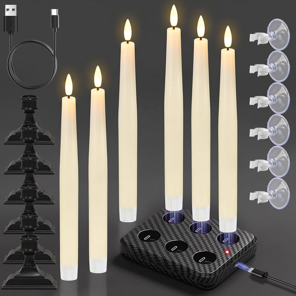 GenSwin Rechargeable Window Candles Sensor Dusk to Dawn with Charging Base