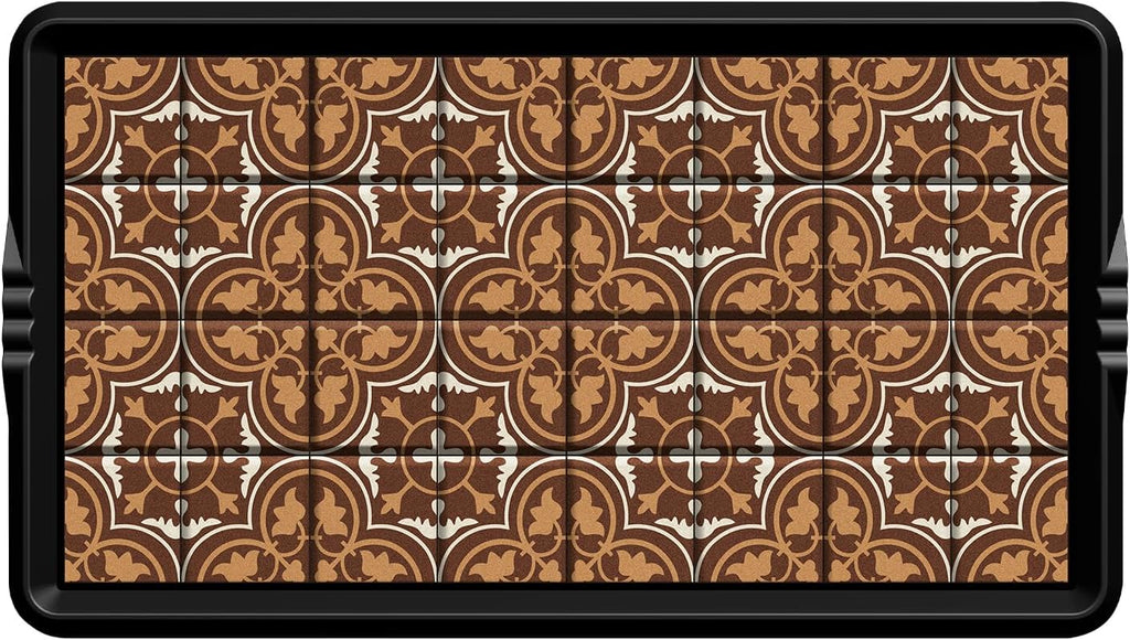 BEHERO Boot Tray Shoe Mat Decorative Patterned, Rubber Boot Matt Tray Indoor and Outdoor Use, 16" x27.5" Shoe Cleaning Mat Non-Slip, Shoe Storage Waterproof with Artistic Prints for Entryway(Brown)