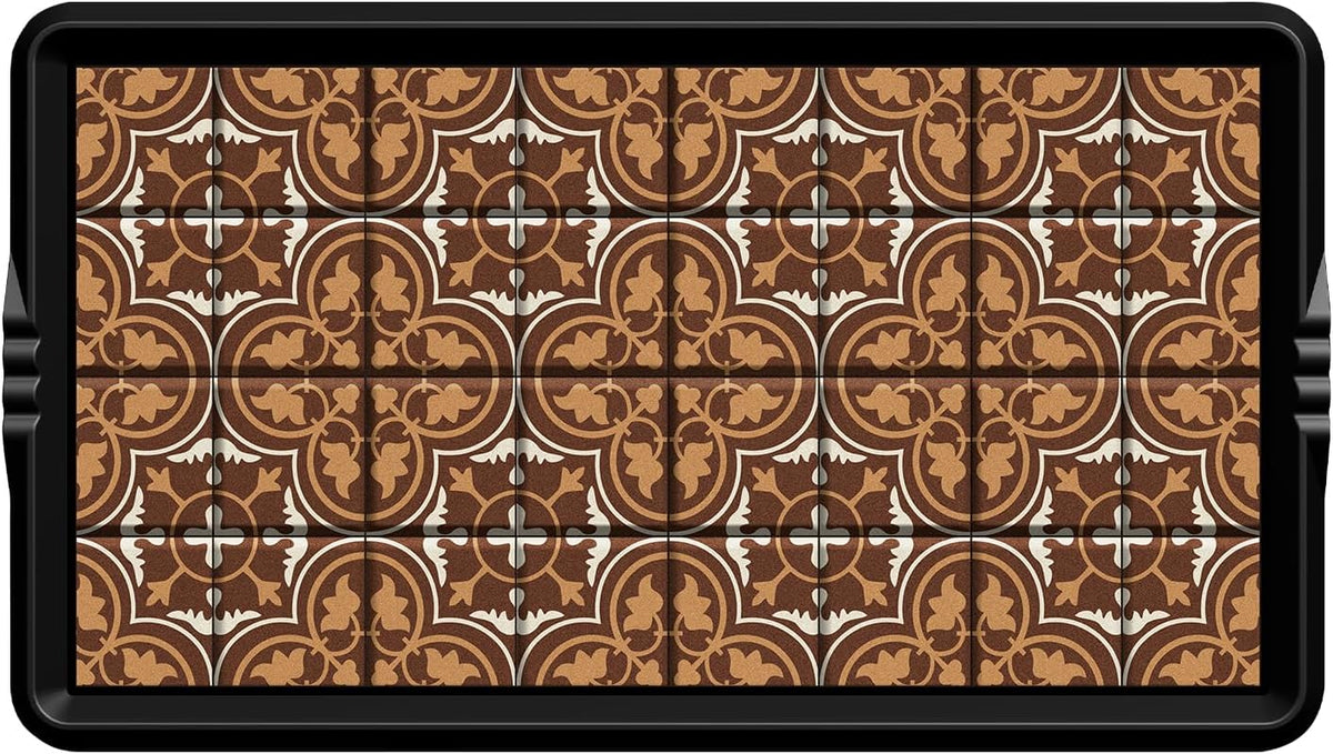 BEHERO Boot Tray Shoe Mat Decorative Patterned, Rubber Boot Matt Tray Indoor and Outdoor Use, 16" x27.5" Shoe Cleaning Mat Non-Slip, Shoe Storage Waterproof with Artistic Prints for Entryway(Brown)
