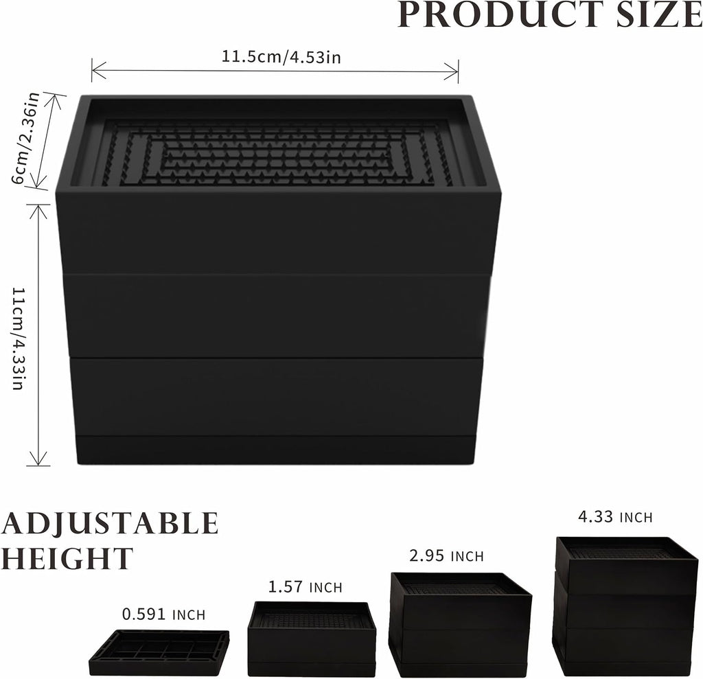4Pcs Bed Risers Heavy Duty Adjustable 4.33" Furniture Risers Black