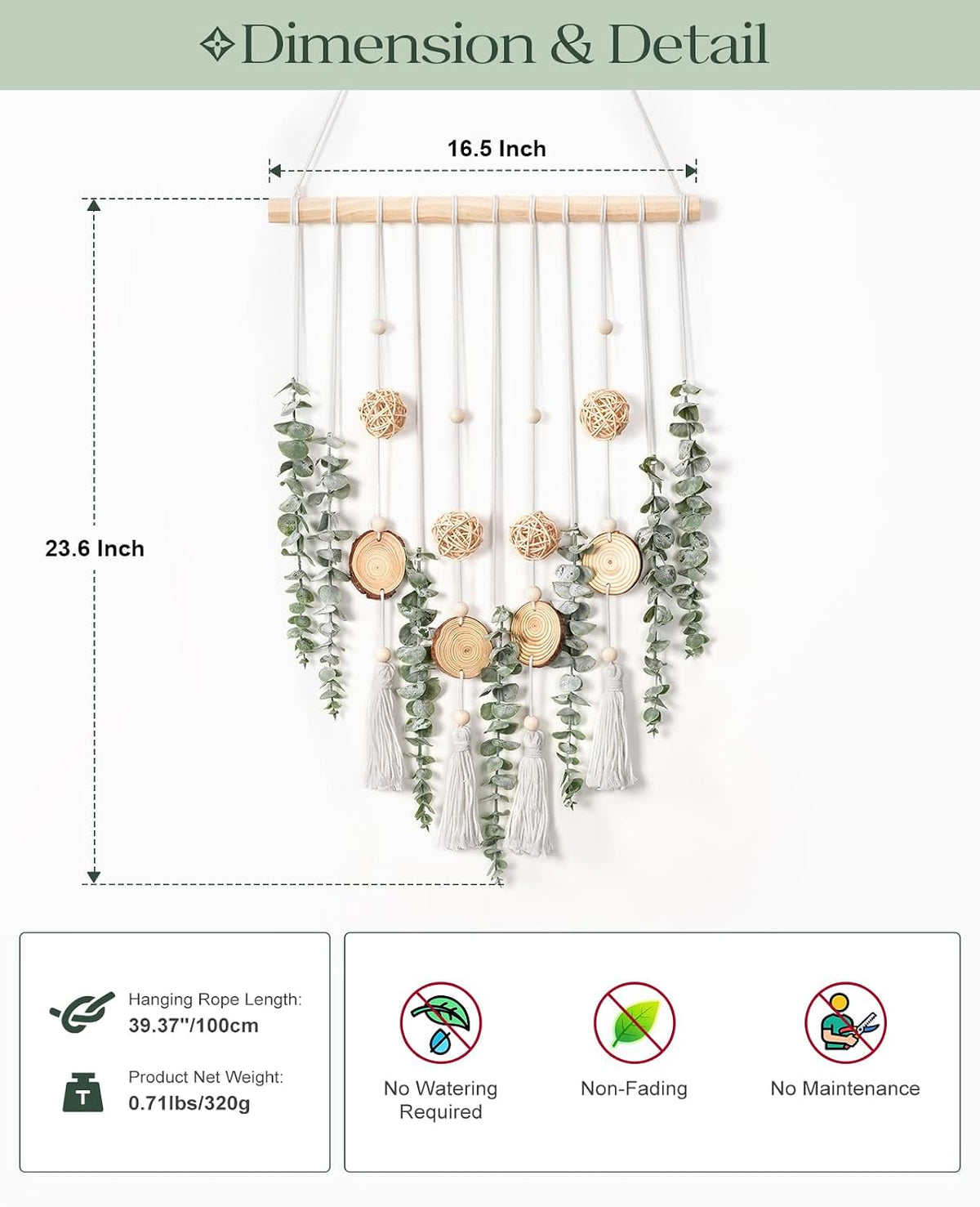 Fake Hanging Eucalyptus Wall Decor with Fake Greenery Leaves, Stems, and Wicker Ball, Artificial Eucalyptus Wall Hanging for Bathroom, Living Room, Bedroom Decor (24" L x 16" W)