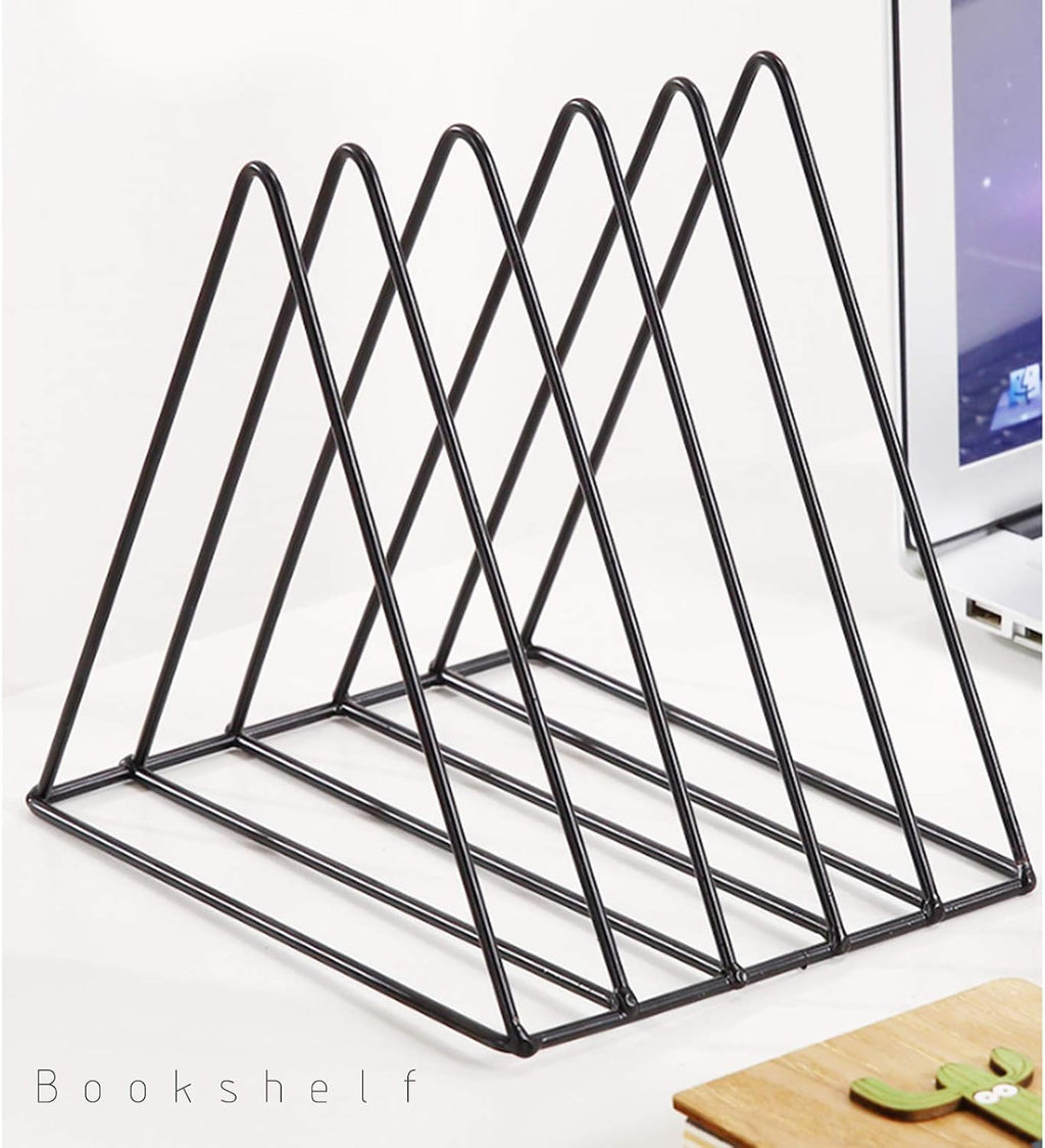 QPEY 5-Slot Black Metal Triangle File Holder, 1pc for Office