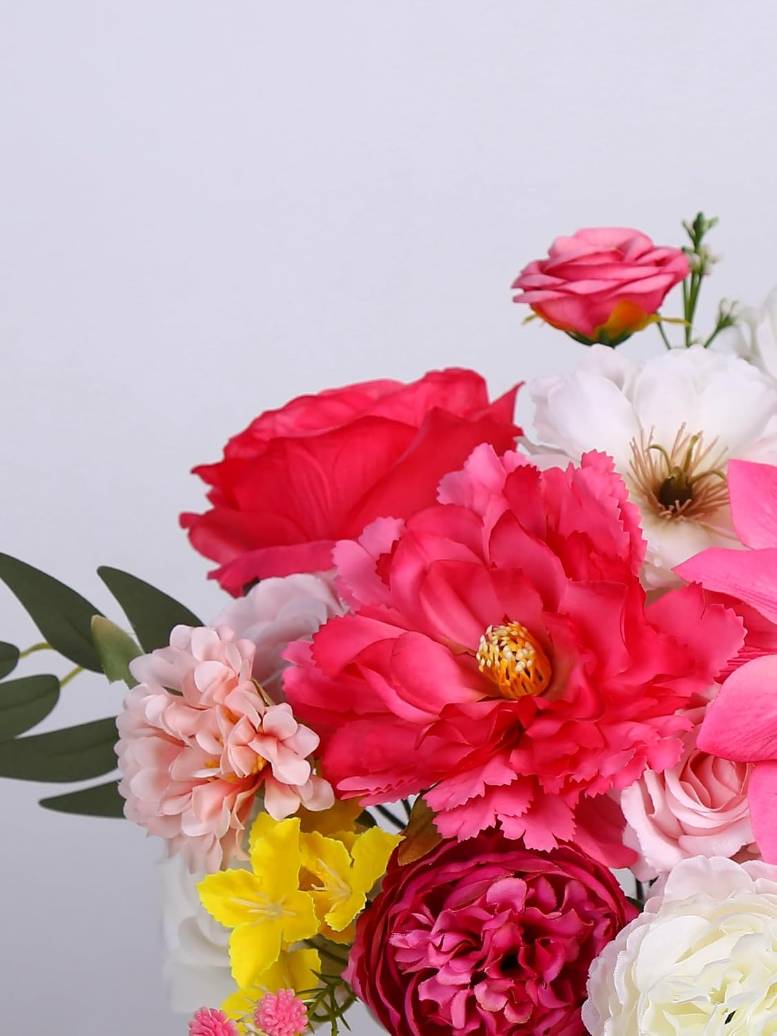 Artificial Flower Combo Hot Pink Silk Flowers for DIY Wedding Bridal Bouquets Table Cake Arch Floral Arrangement Table Centerpieces Baby Shower Party Home Decor