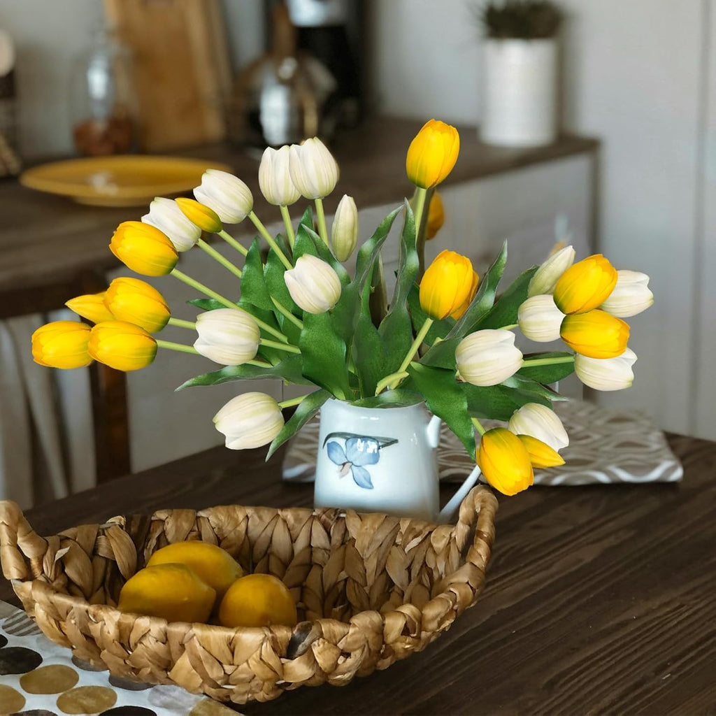10 Pcs Fake Tulips Tulips Artificial Flowers(Yellow)