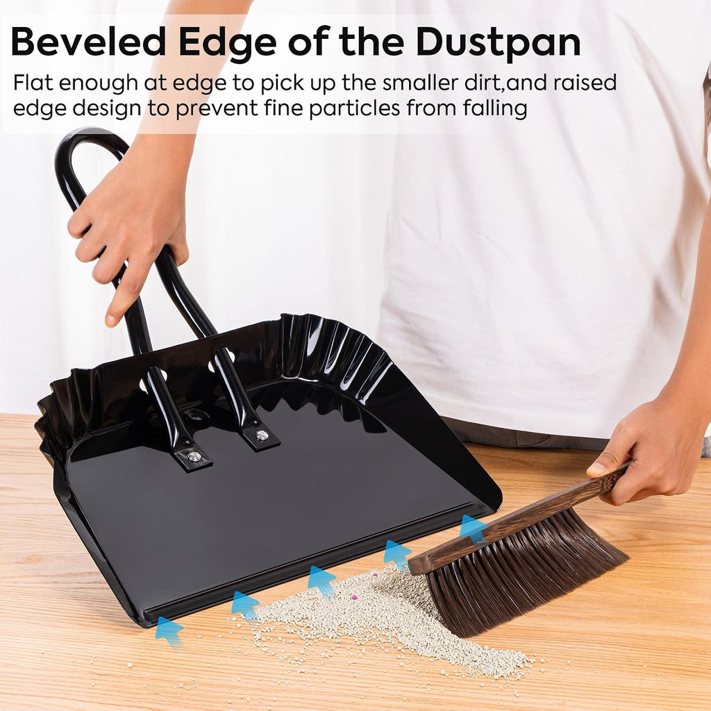 17In Large Dust Pan and Brush Set,Heavy-Duty Dust Pan | Handheld Dustpan