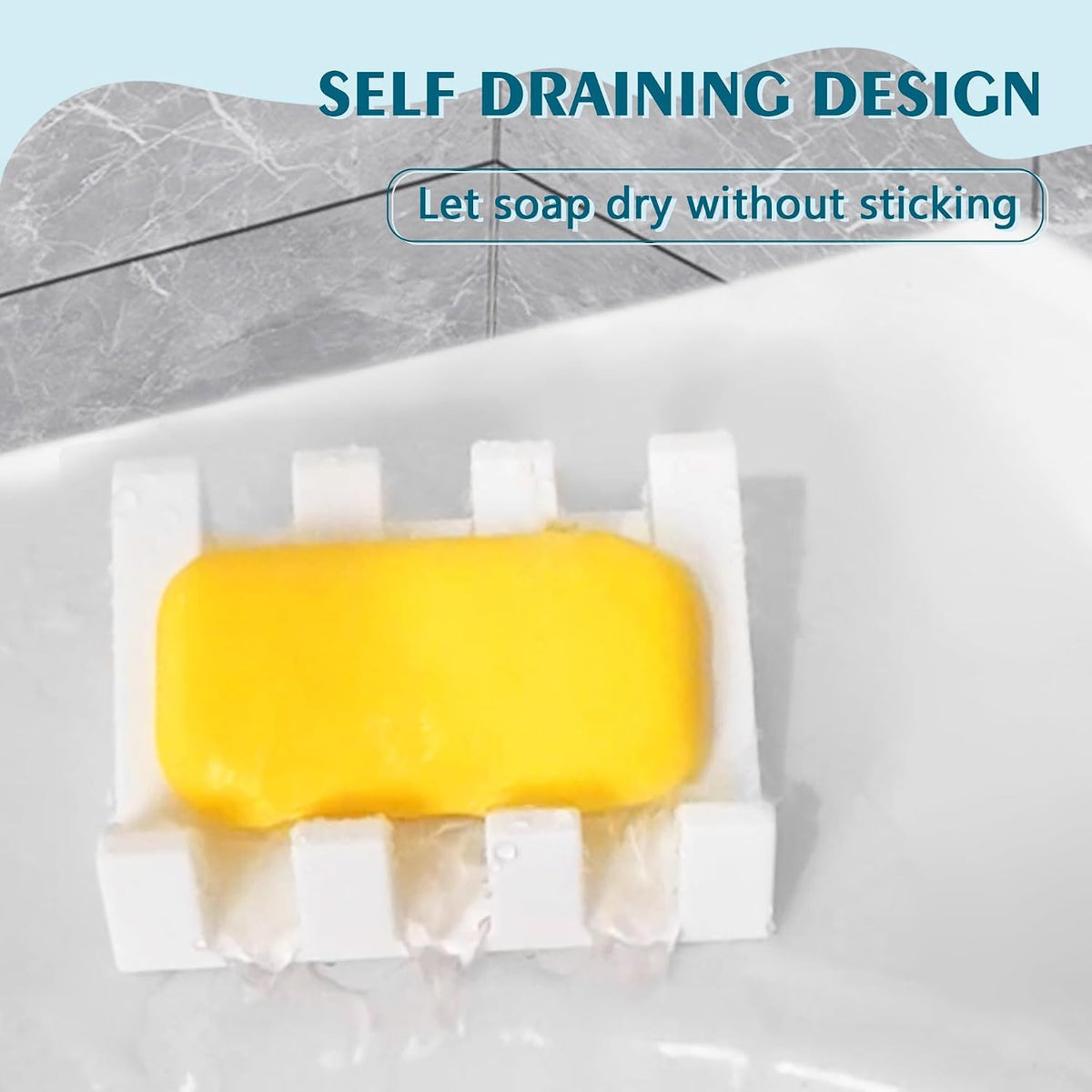 Self Draining Soap Dish Holder,Silicone Soap Dish,for Bathroom,Kitchen, Sponges，Can Extend Soap Life，Keep Soap Bars Dry and Easy Cleaning (White,3-Pack)