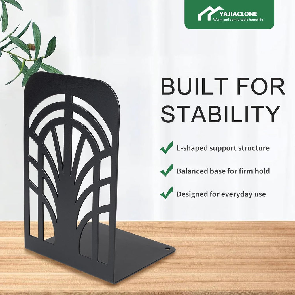 Heavy Duty Metal Bookends for Heavy Books, Non Slip Set of 2