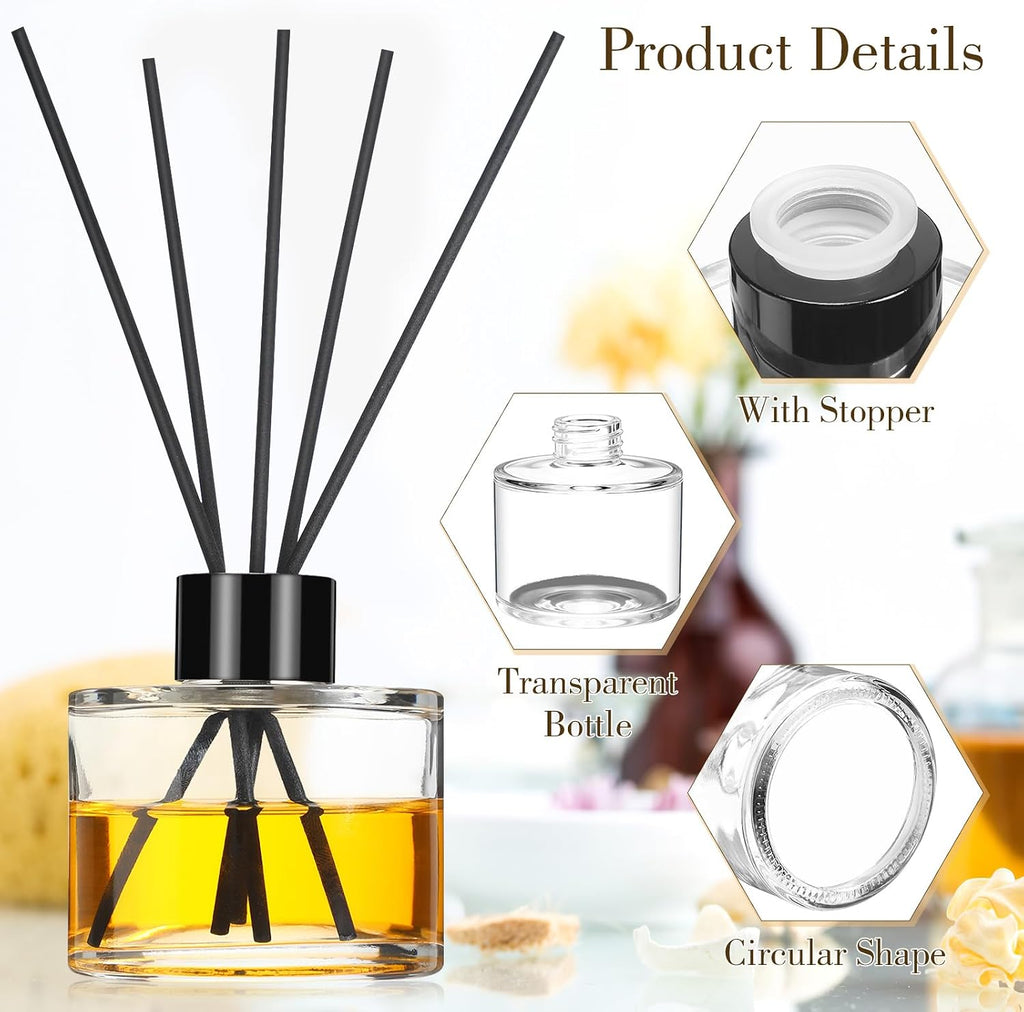 Chunful 10 Set Reed Diffuser Bottles, 100ml Glass Jars with Stick, Clear