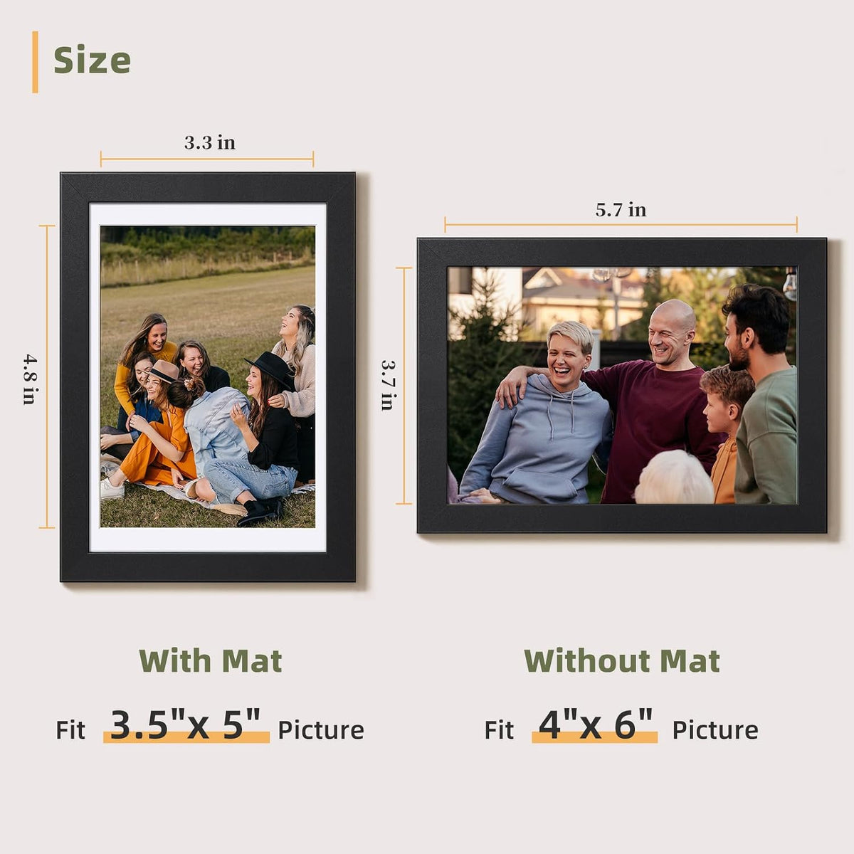 HappyHapi 4x6 Picture Frame Set of 10, Wall or Tabletop Display, Black