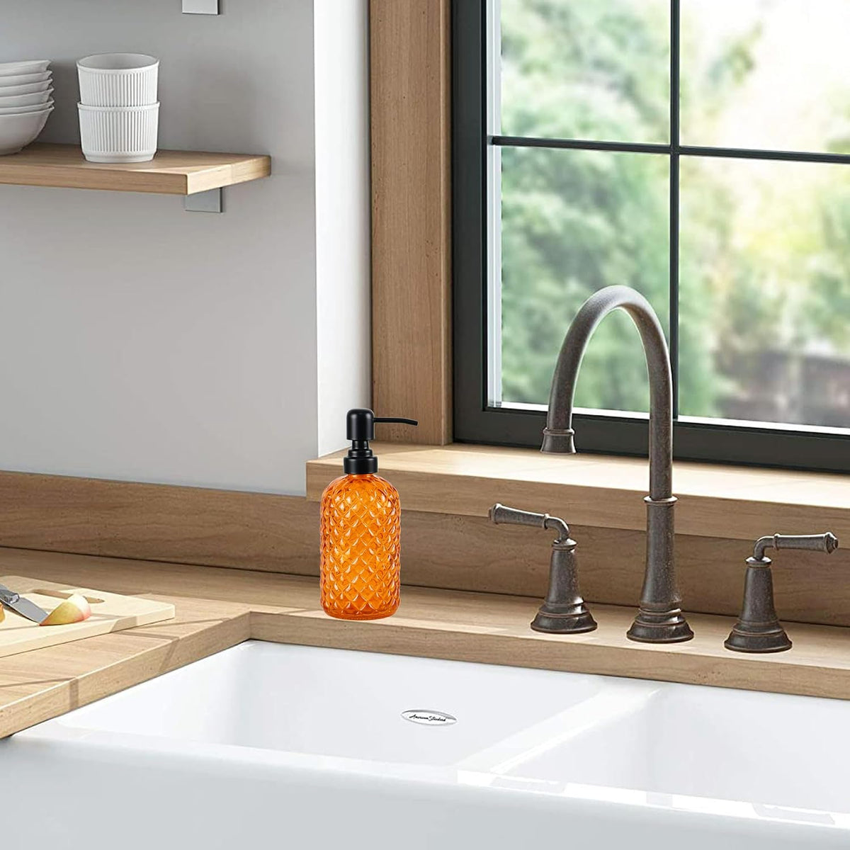12Oz Glass Soap Dispenser with Black Rustproof Stainless-Steel Pump