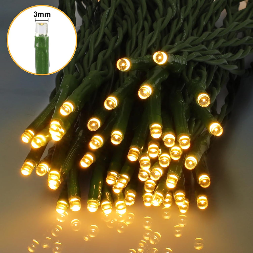 Battery Operated Christmas Lights 33FT 100 LED 8 Modes and Auto Timer for Indoor Outdoor Christmas Tree Wreath Home Party Warm White