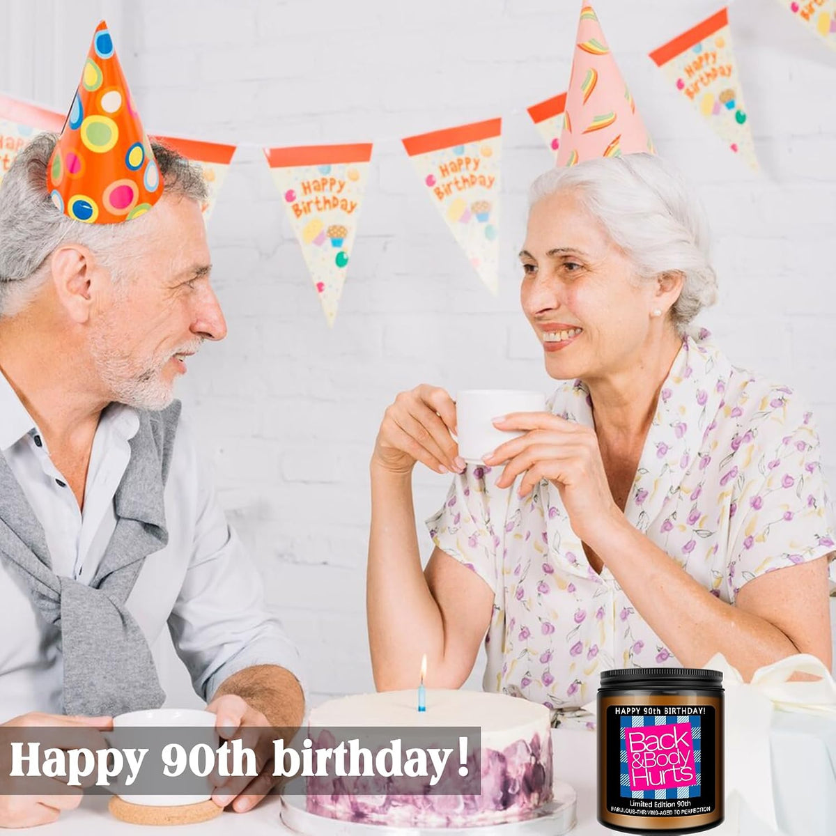 Homsolver 90th Birthday Gifts for Women Men, Happy 90th Birthday Decorations Candle Gift for Her Him, Funny 90 Years Old Ideas - Lavender Scented Candles