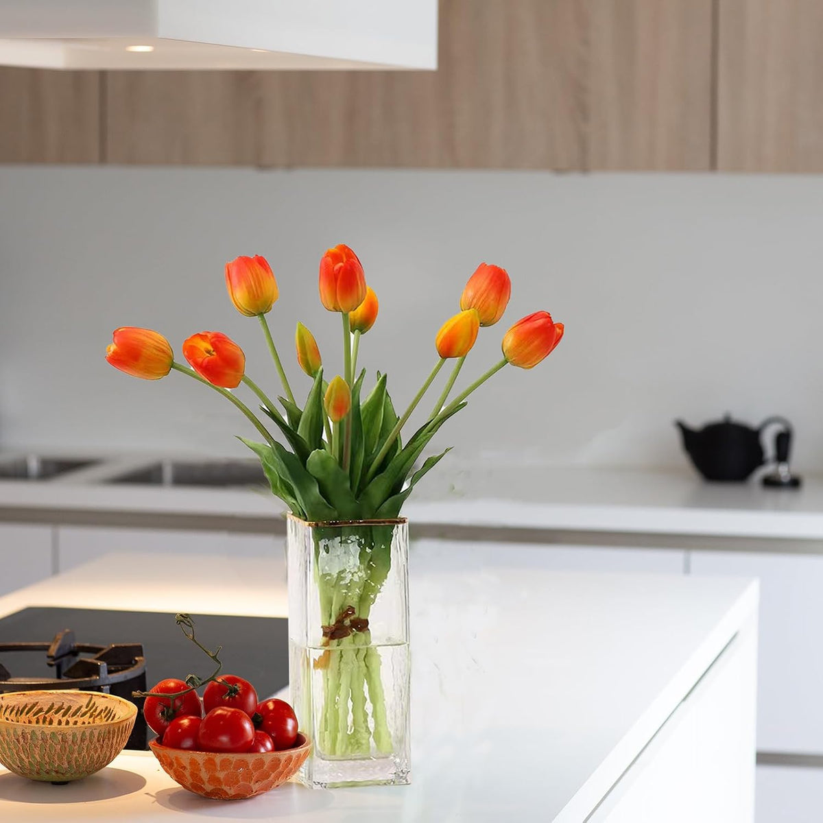 10 Pcs Fake Tulips Tulips Artificial Flowers(Orange)