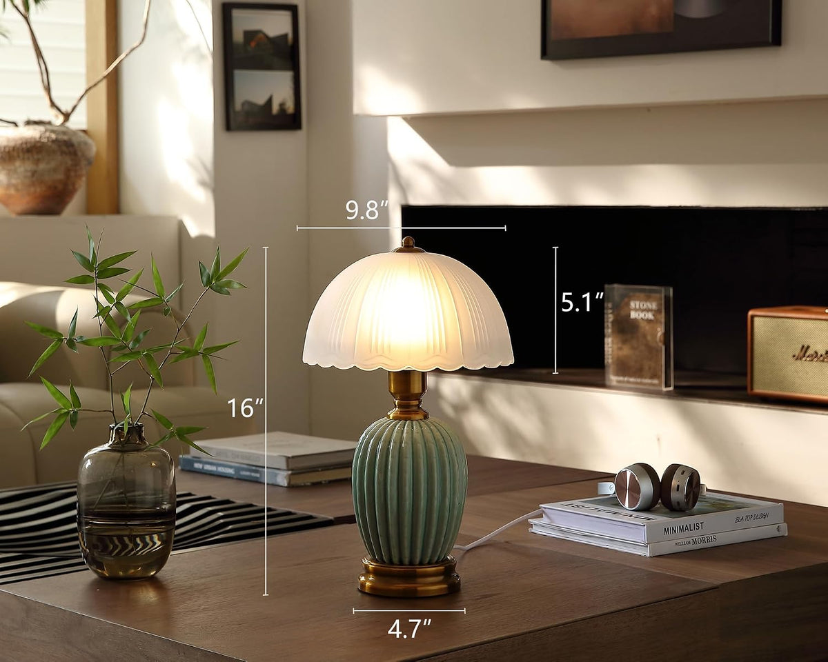 Glivpny 16" Vintage Ceramic Table Lamp for Bedroom,Mushroom Lamps (LD003)