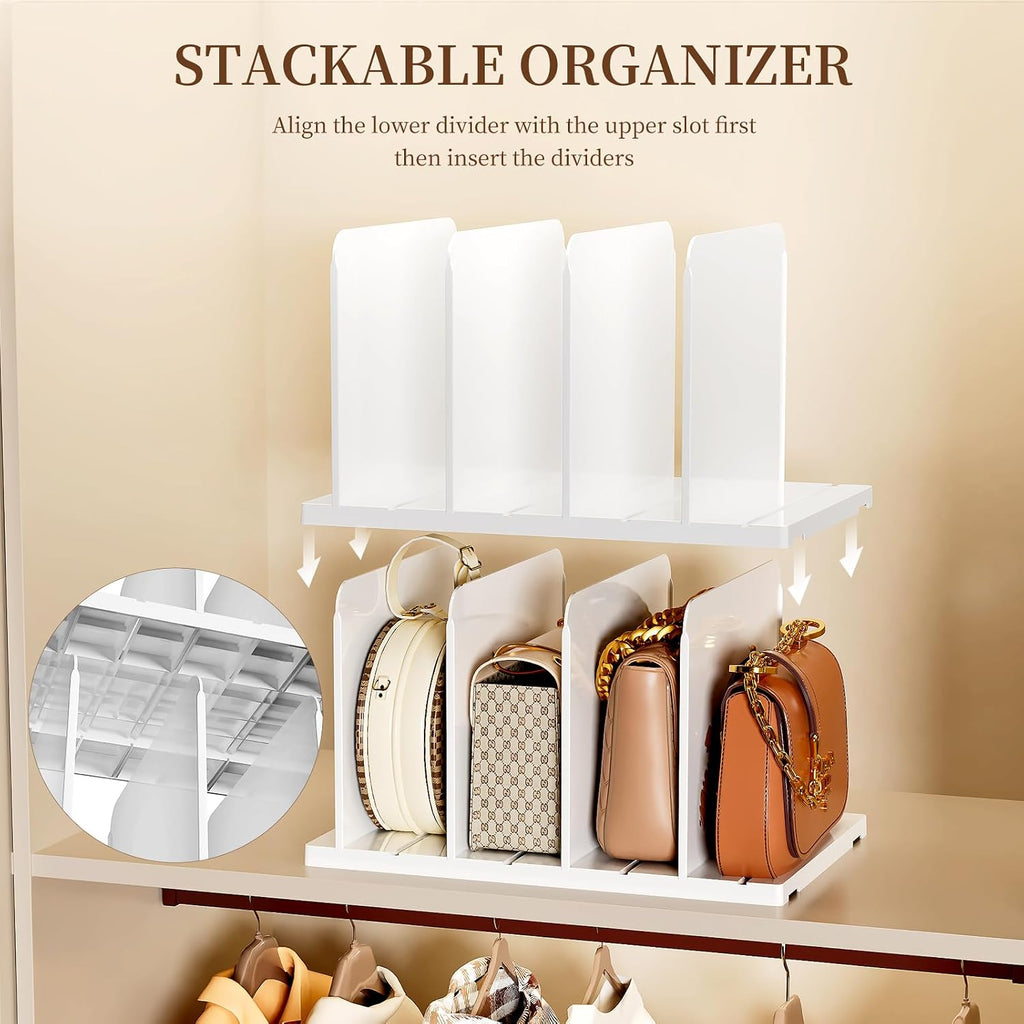 JOYZAN Purse Organizer for Closet Organizer Adjustable Shelf Dividers