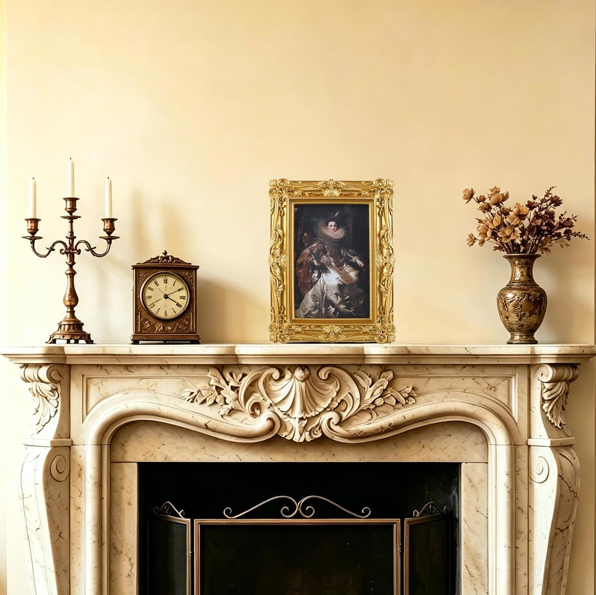 5x7 Vintage Picture Frames Ornate Gold Antique Picture Frames 5x7 photo frame with Front Glass for Wall Hanging and Tabletop Unique Home Decor Wall Decor Living Room Victorian Style