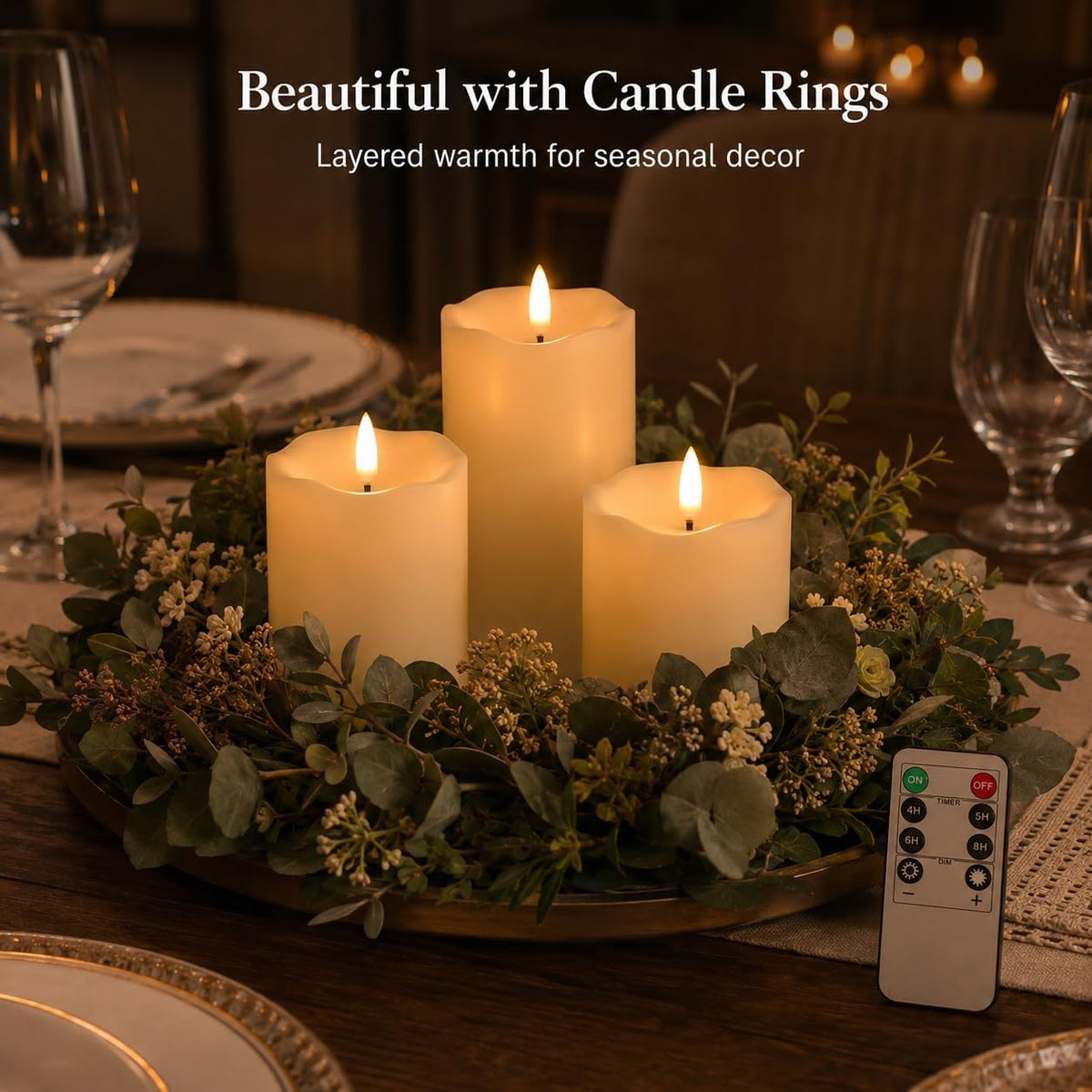 ANGELLOONG Flickering Flameless Candles with Remote, Fake Candles Set of 3