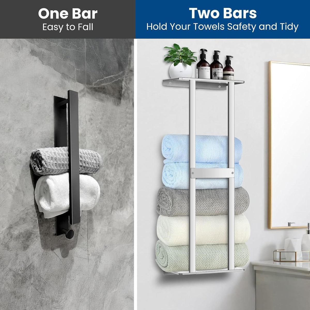 Bathroom Towel Storage Rack, Wall Mounted Bathroom Towel Rack
