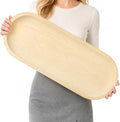 25.5'' Wooden Dough Bowls for Decor, Wood Long Decorative Bowl, White