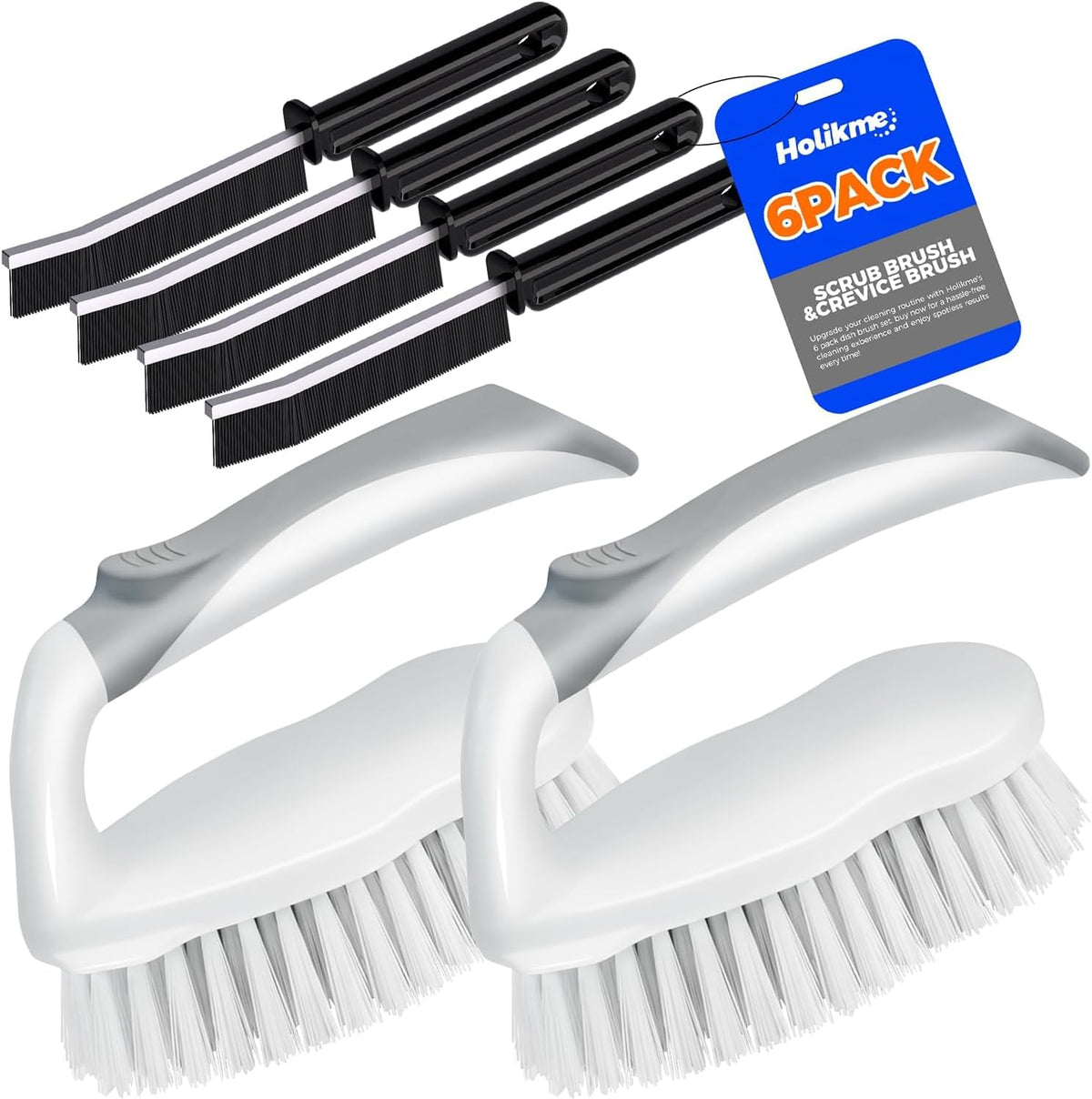 Holikme 6 Pack Cleaning Brush Scrub Brush Kitchen Brush for Floor,Grey
