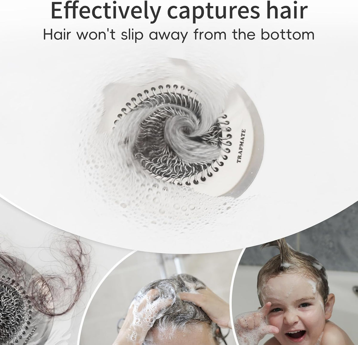 Shower Drain Cover Bathtub Stopper, 4.4" Hair Catcher for Bath, Tub & Sink