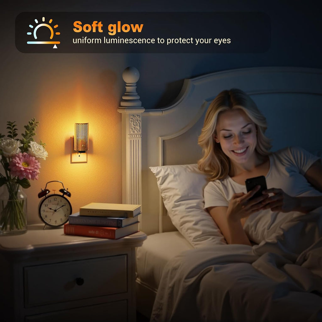 JandCase Night Lights Plug into Wall, Pretty Nightlight with Metal Shade