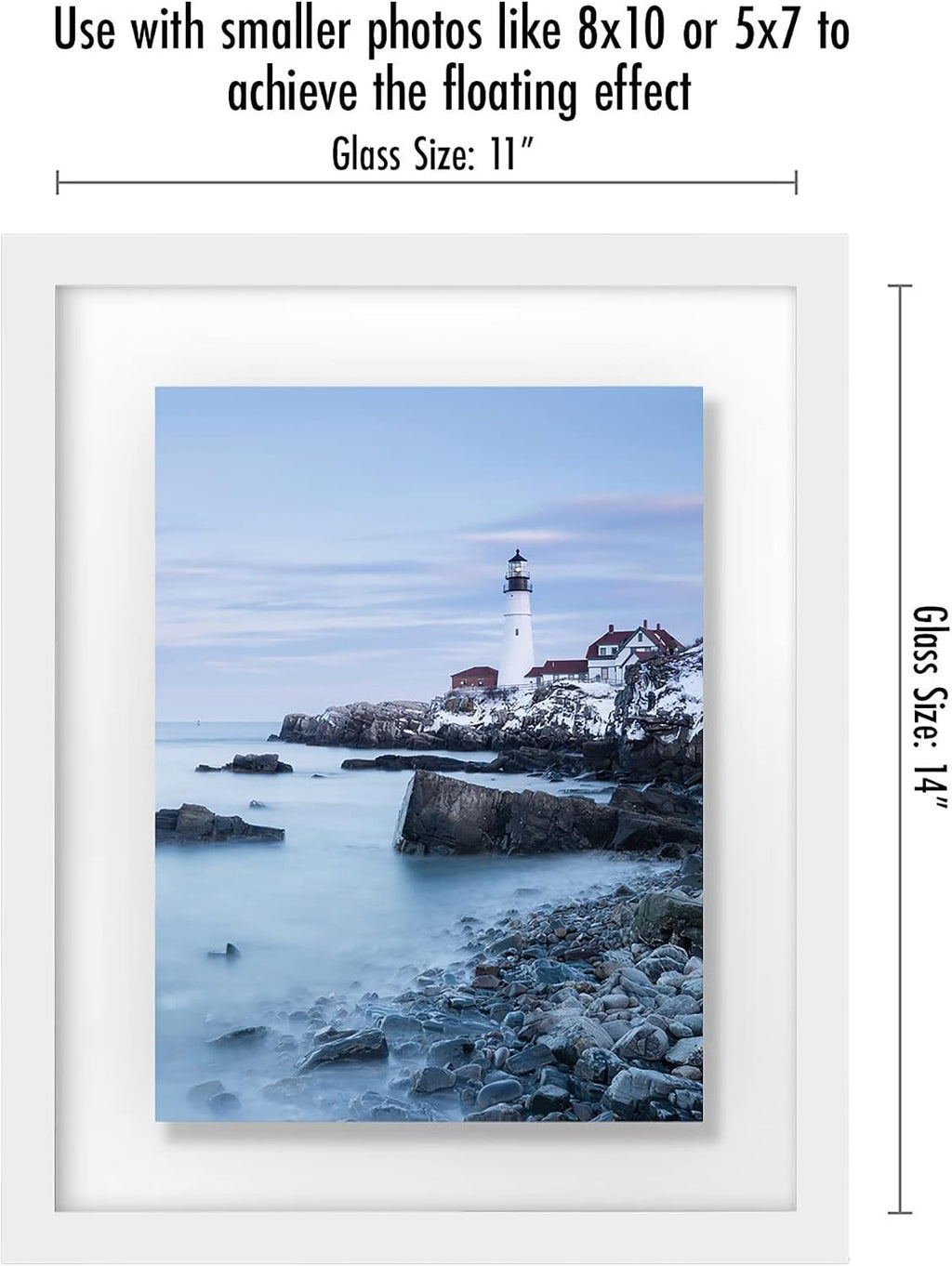 Americanflat 11x14 Floating Picture Frame - Engineered Wood - White