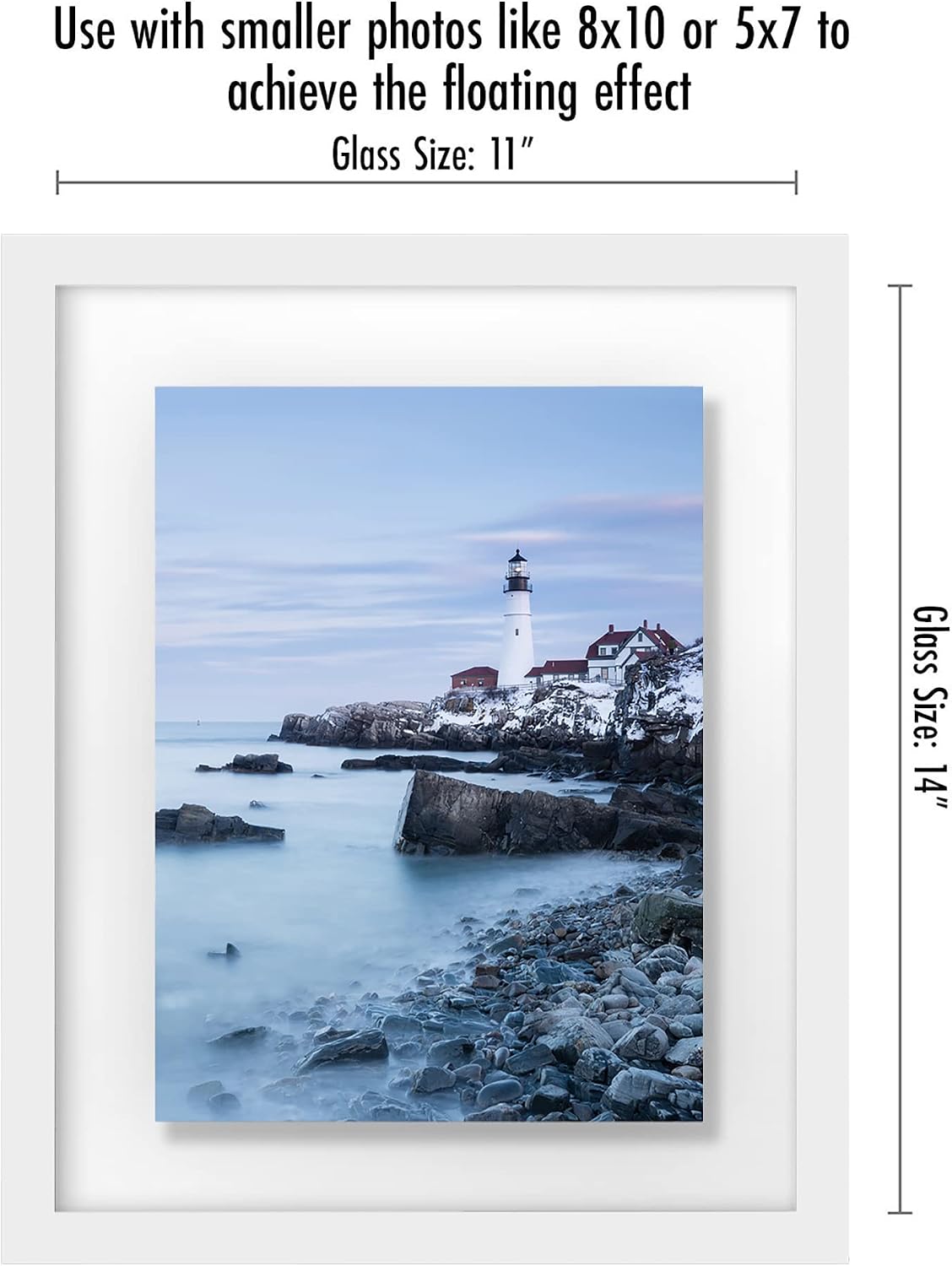 Americanflat 11x14 Floating Picture Frame - Engineered Wood - White