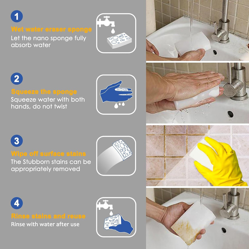 10Pack Melamine Sponges for Multi-Purpose Cleaning - Tough, Durable Magic Sponge Erasers for Use on Sinks, Kitchen, Bathrooms, Walls, Floors, Bathtubs, Shoes, Furniture, Cars - Won't Rip Easily.