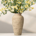 11.02 Inch Tall Vintage White Ceramic Flower Vase, Rustic Farmhouse Beige Stone Texture Vase for Home Decor, Decorative Terracotta Vase for Table Centerpiece Living Room Bathroom (Rustic-11.02'')