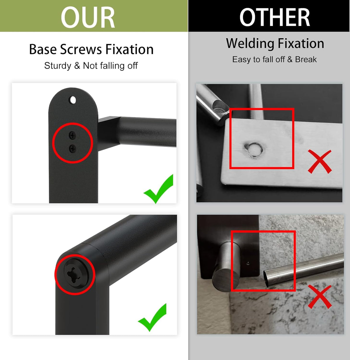 Towel Racks for Bathroom, Double Towel Bar 24Inch, Stainless Steel Bathroom Towel Holder, Double Towel Rod Wall Mounted Towel Hanger, Bathroom Towel Rack(Matte Black)