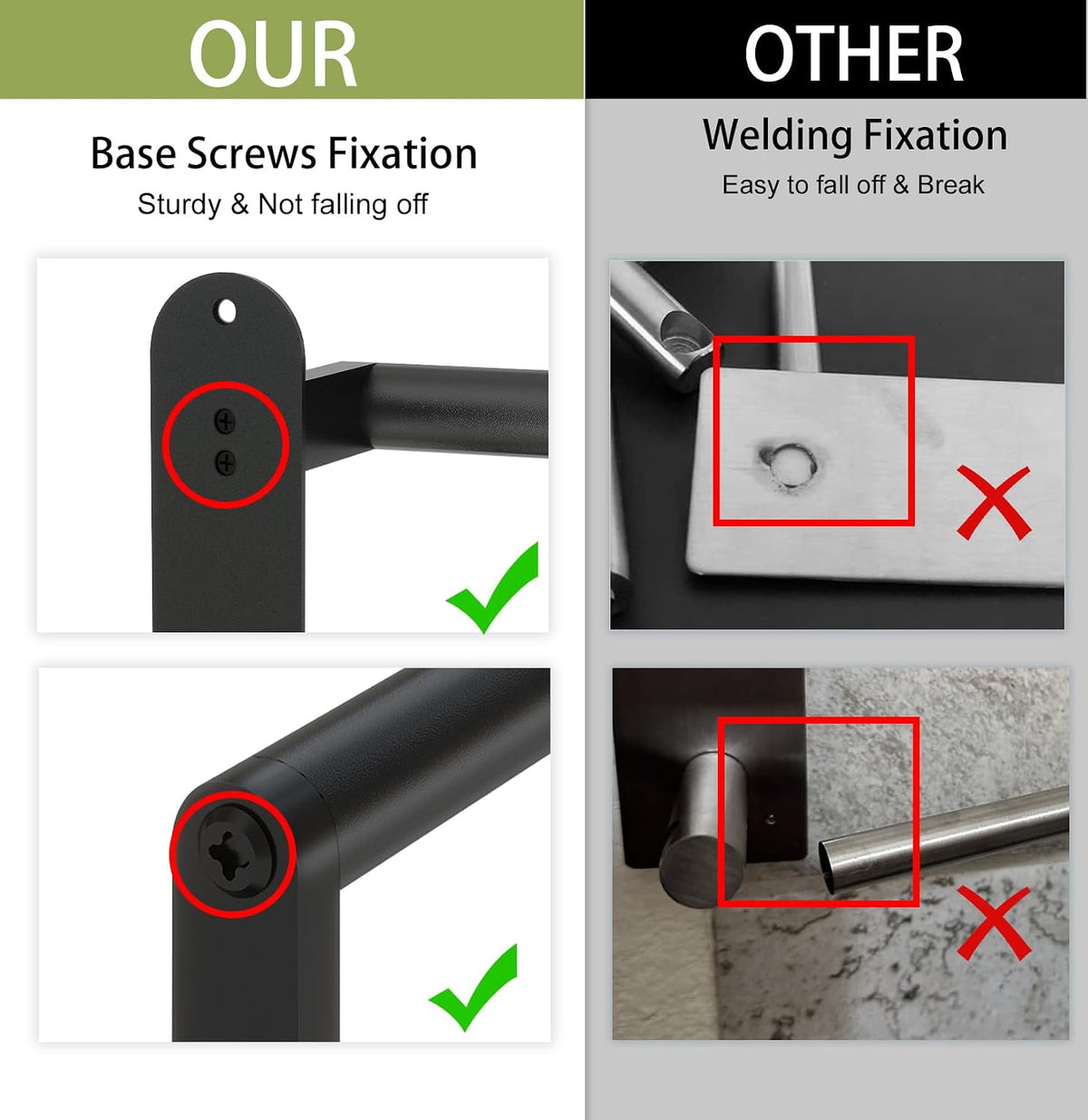 Double Towel Bar 32 Inch, Towel Racks for Bathroom, Wall Mount Bathroom Towel Holder, Stainless Steel Bathroom Towel Rack, Towel Rod Double Towel Hanger(Matte Black)