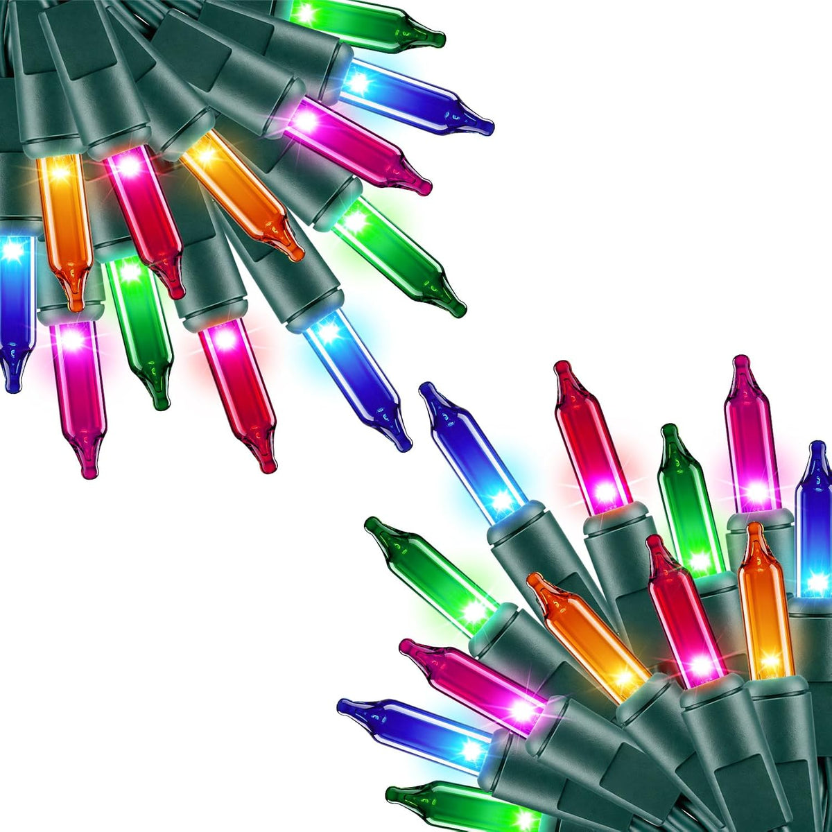 Minetom Clear Christmas Lights 2 Pack 20 Feet 100 Counts Multicolor